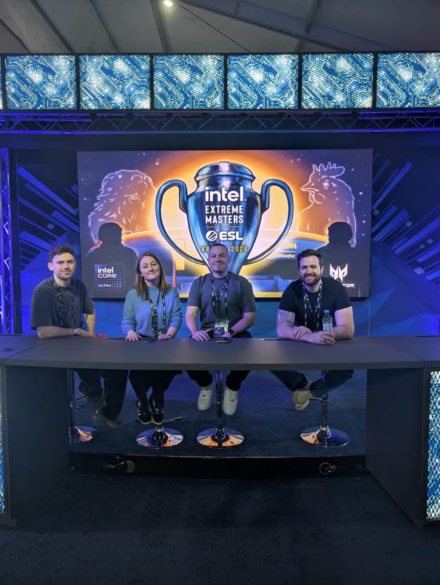 Alex on the desk at Intel Extreme Masters Krakow